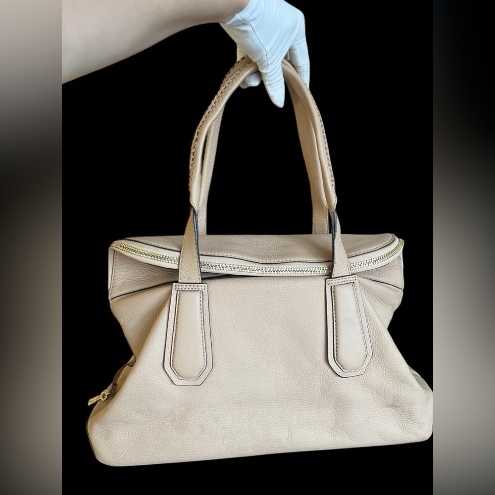 henri bendel Beige Leather Top-Zip Tote